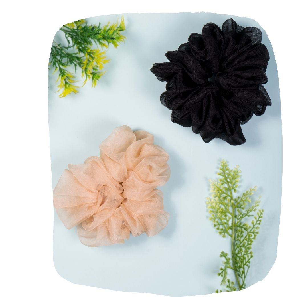 Luxury Organza Hair Scrunchies - Elegant Pack of 2