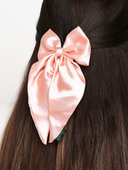 Satin Silk PigTail Hair Bow In Rose Pink [ASC043--SBow]