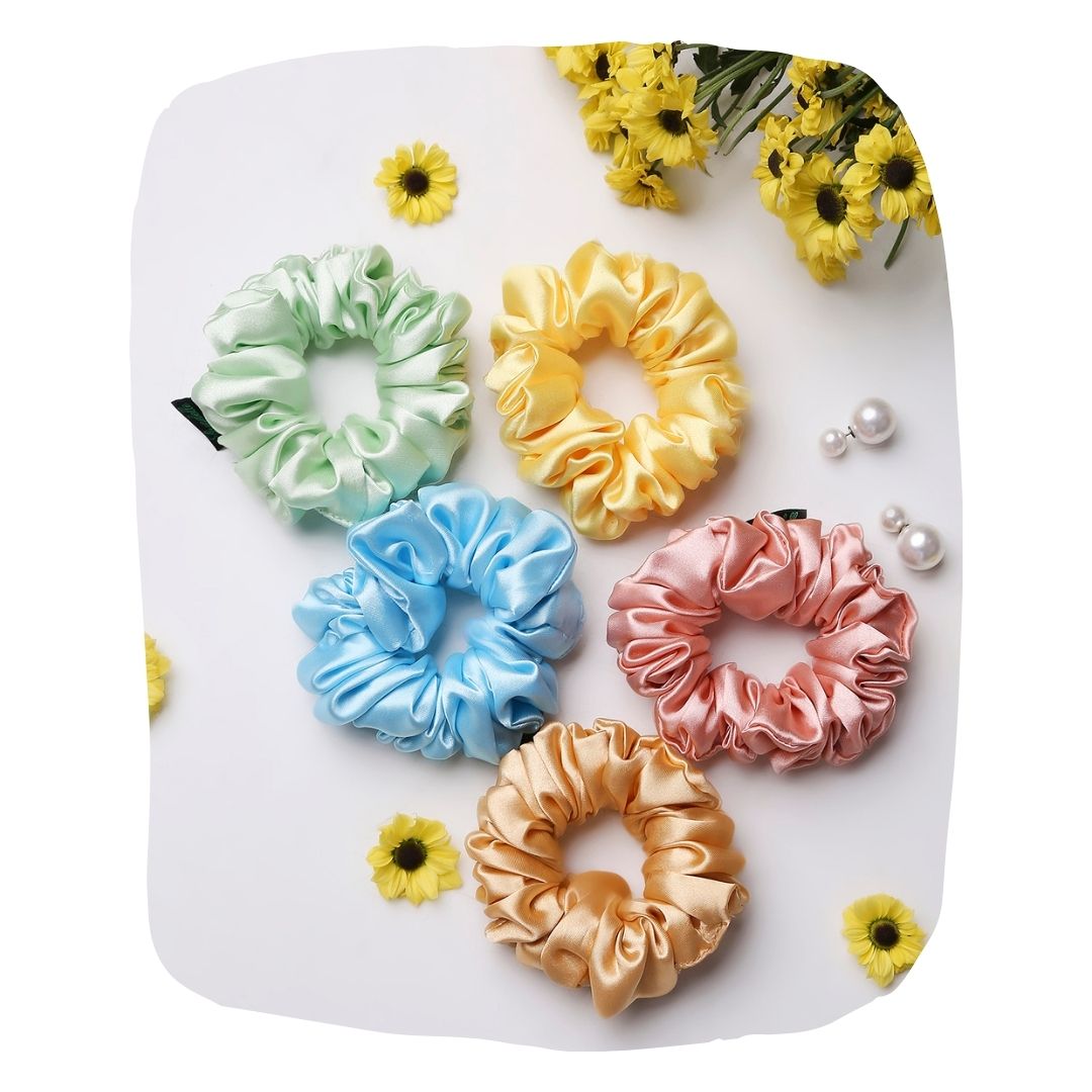 Silk Satin Scrunchies Pack: Gentle & Stylish Pastel Set