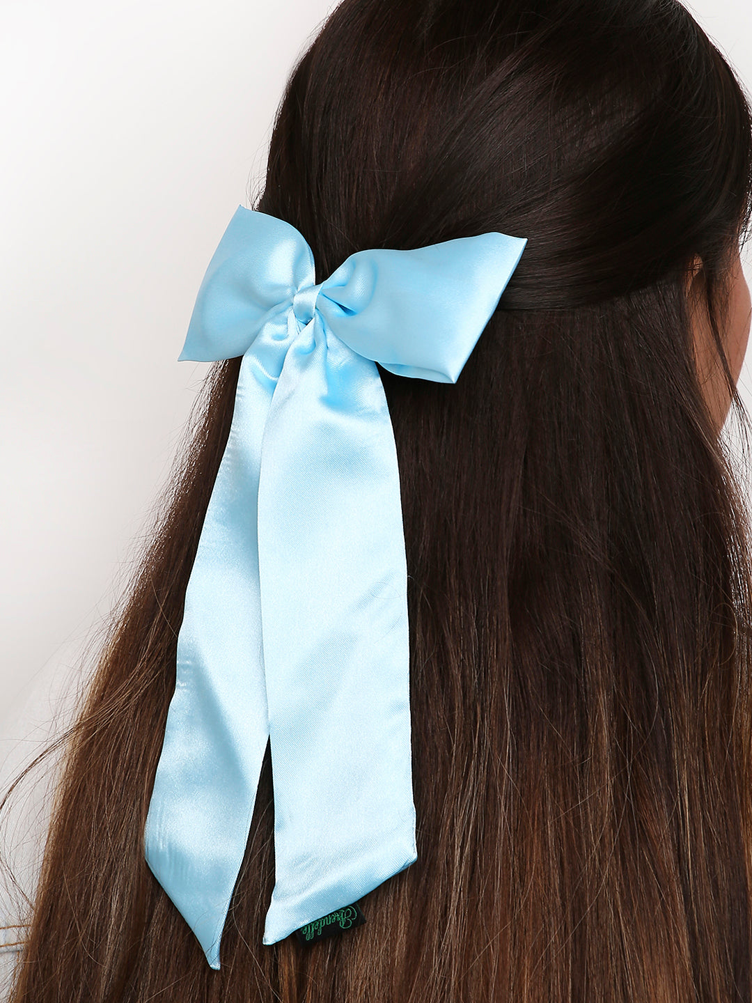 Satin Silk Long Tail Hair Bow In Rose Pink For Women [ASC043--LBow]