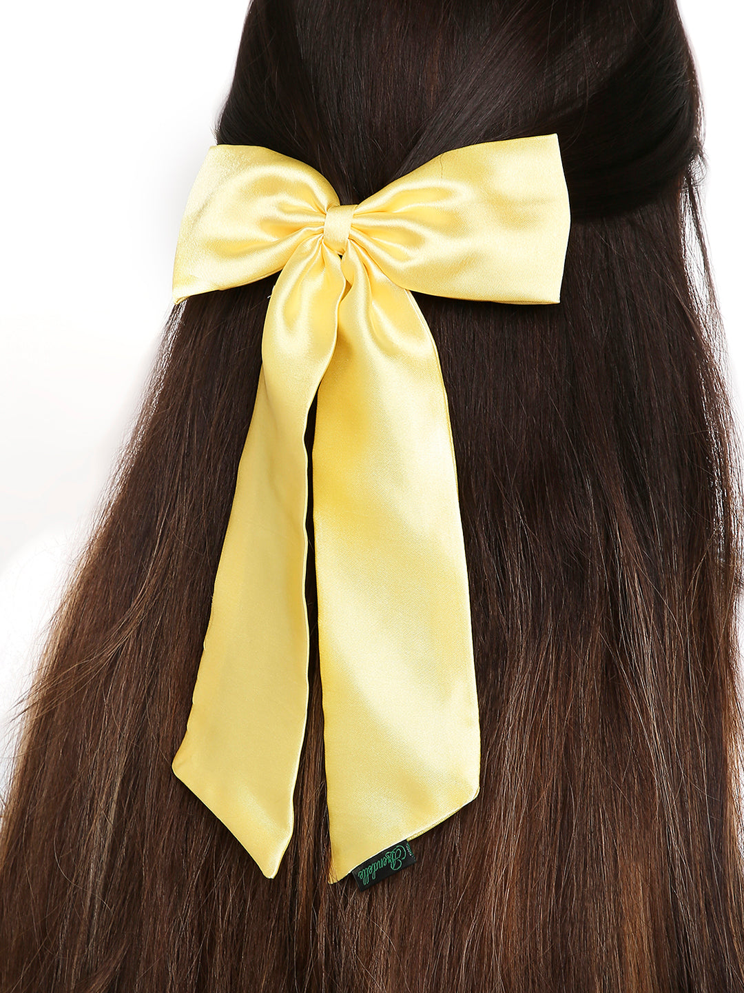 Satin Silk Long Tail Hair Bow In Rose Pink For Women [ASC043--LBow]