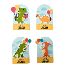 3D Personalised Kids Gift Tags — Dinosaur Rockstars (Set of 8)