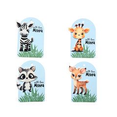 3D Personalised Kids Gift Tags — Safari Babies (Set of 8)