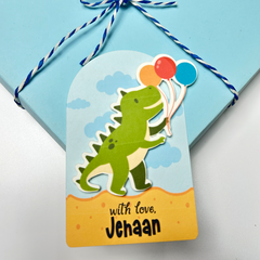 3D Personalised Kids Gift Tags — Dinosaur Rockstars (Set of 8)