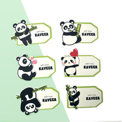 3D Personalised Kids Gift Tags — Playful Pandas (Set of 8)