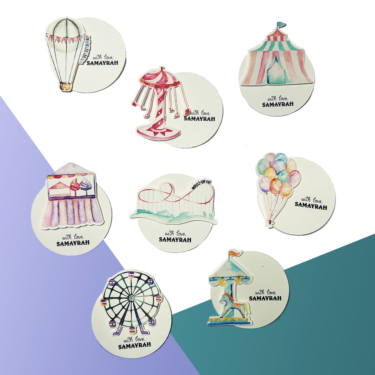 3D Personalised Kids Gift Tags — Little Carnival (Set of 8)