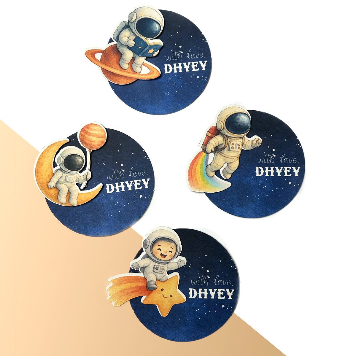 3D Personalised Kids Gift Tags — Space Explorer (Set of 8)