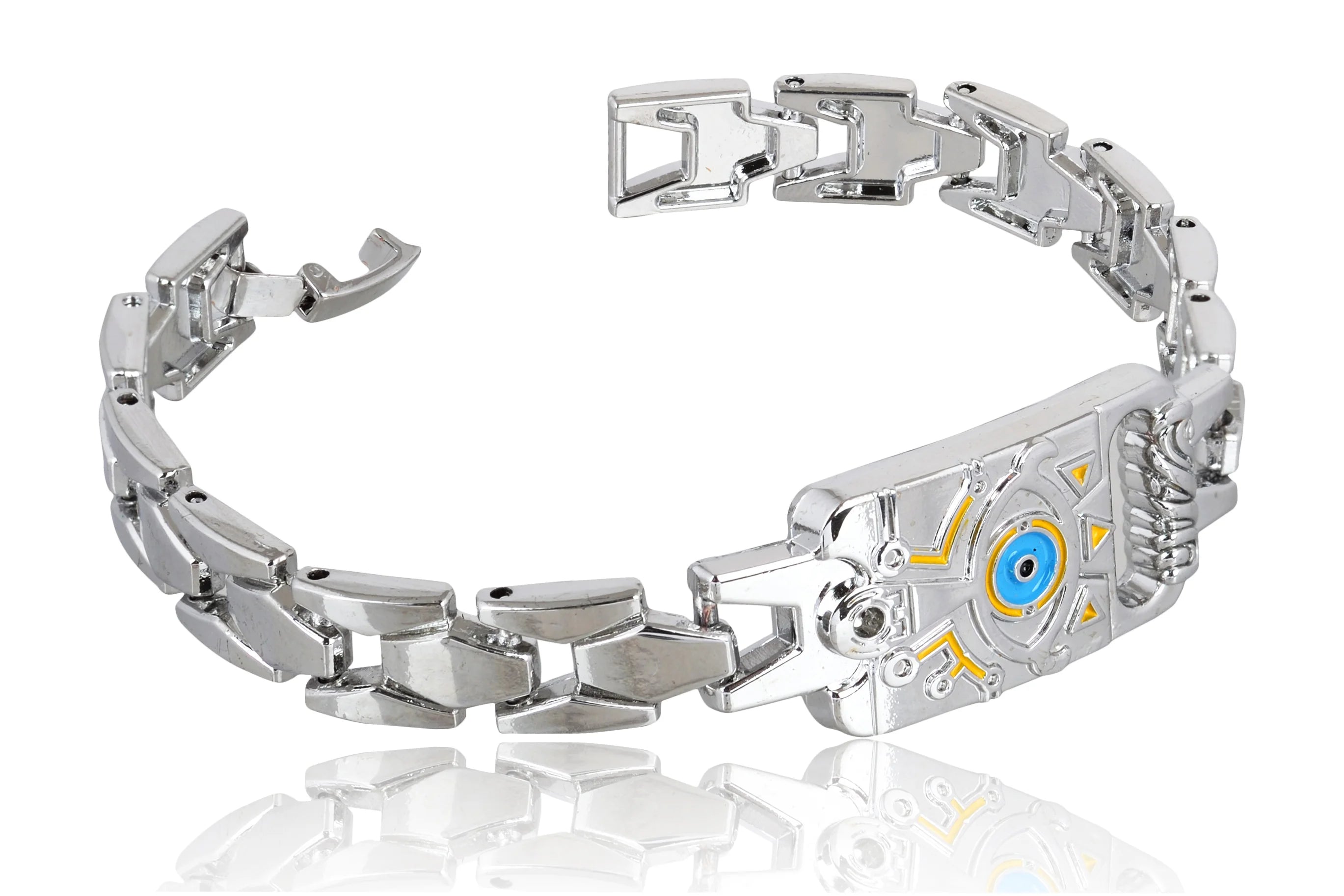 Zelda themed men's bracelet with intricate design and steel finish