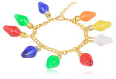 Stranger Things Inspired Gold Multiple Charm Colourful Big Lightbulb Bracelet