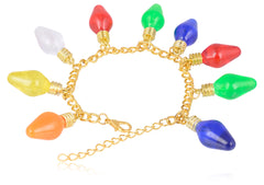 Stranger Things Inspired Gold Multiple Charm Colourful Big Lightbulb Bracelet