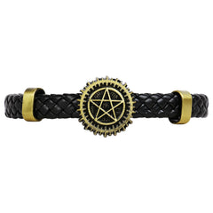 Japanese Anime Inspired Black Mens Leather Bracelet