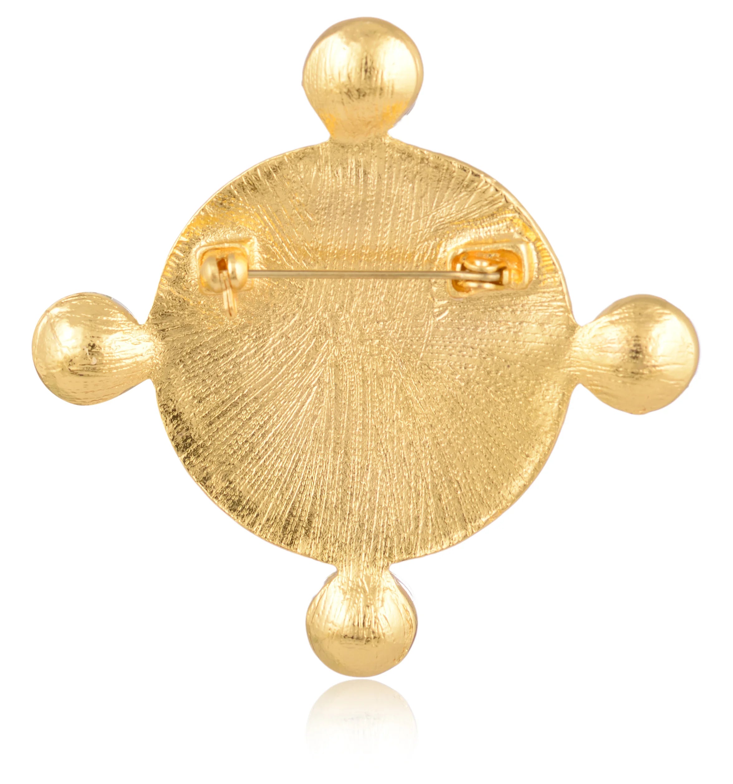 Gold-tone Sailor Moon brooch back view with textured finish