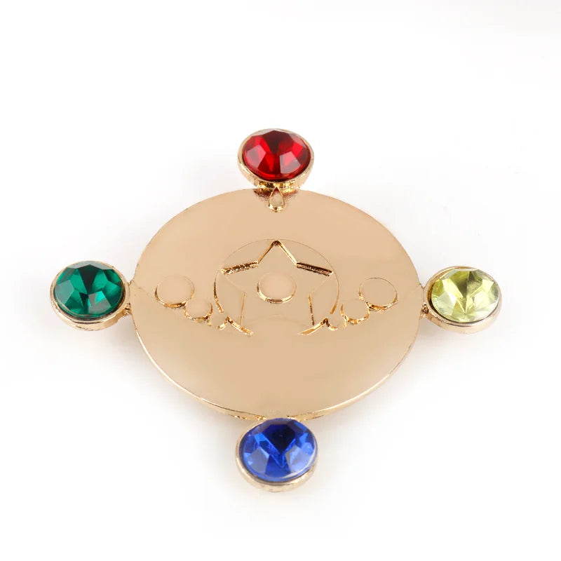 Colorful gemstone Sailor Moon brooch worn on hand