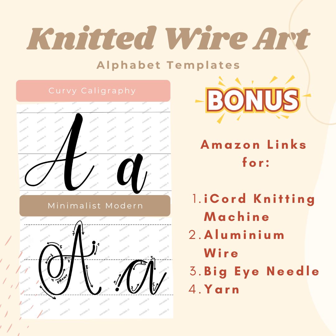 Knitted Wire Art Alphabet Templates – DIY Name Art Guide (2 Fonts + Bonus Tools List)