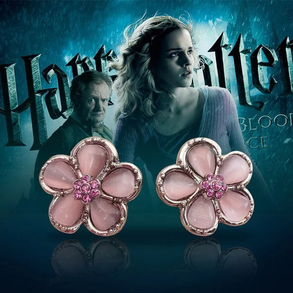 Pink flower earrings inspired by Harry Potter for jewelry lovers