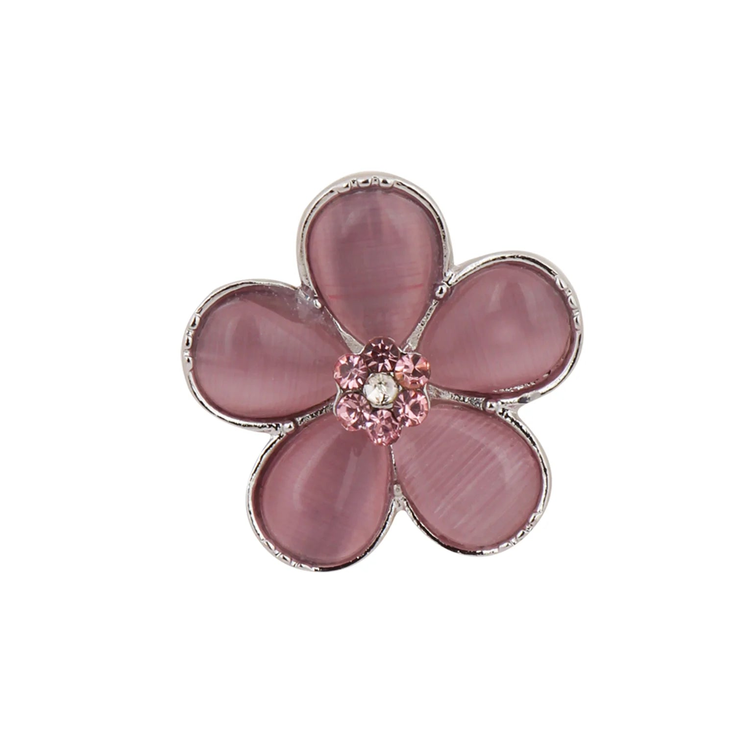 Pink flower earrings with rhinestones against Harry Potter background