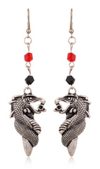 Game of Thrones sword and dragon earrings with red and black beads