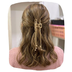 Trendy Hair Claw Clips with Gold Tassels for Stylish Looks