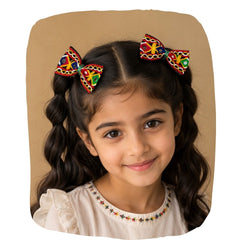 Rangtaari Bow Clip Set – Ethnic Navratri Hair Accessories