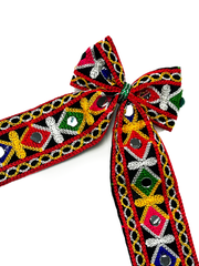 Rangtaari Pigtail Hair Bow – Traditional Navratri Hair Accessory