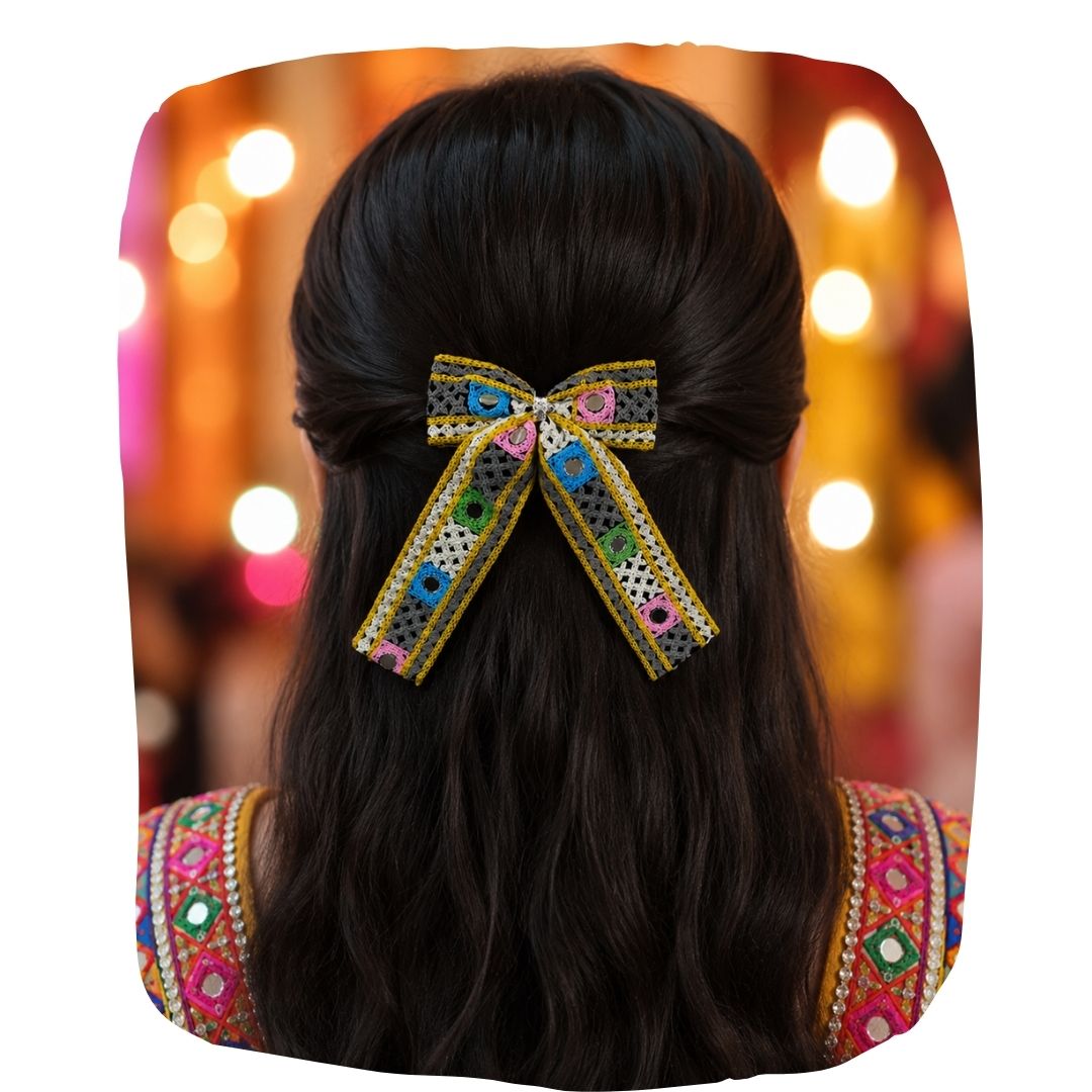 Pari Hoon Main Pigtail Bow – Dandiya Special Navratri Hair Accessory