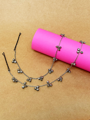 Navratri Silver Ghungroo Ear Chain /Hair Chain