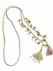 Navratri Pastel Braided Hair Cord – Handcrafted Tie-In Parandi with Kodi Shells & Tassels