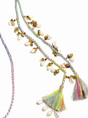 Navratri Pastel Braided Hair Cord – Handcrafted Tie-In Parandi with Kodi Shells & Tassels