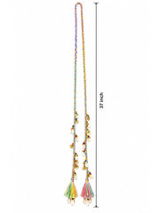 Navratri Pastel Braided Hair Cord – Handcrafted Tie-In Parandi with Kodi Shells & Tassels