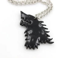 Game of Thrones Inspired Black Stark Wolf Pendant