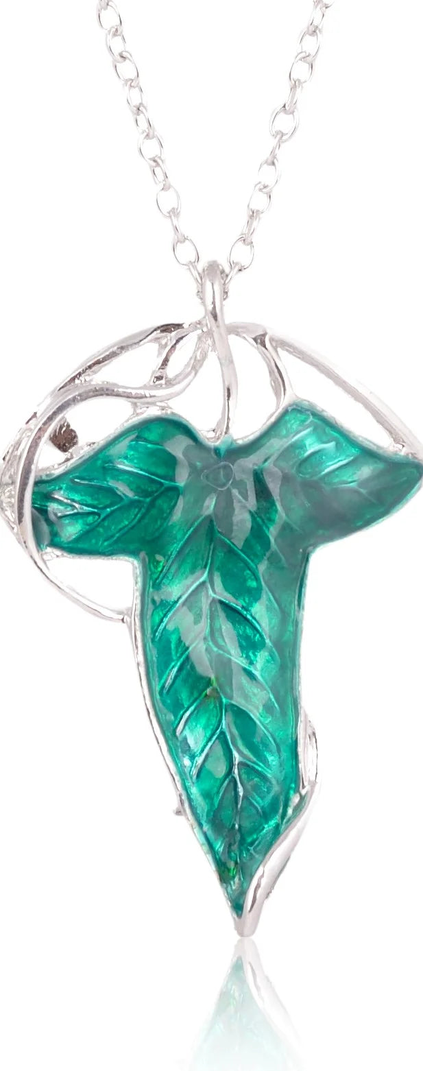 Lord of the Rings Inspired Aragorn Elven Green Leaf Pendant