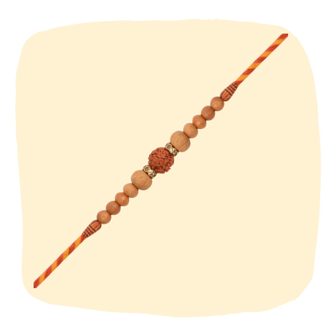 Mauli Thread Rakhi with 1 Rudraksha Bead for Brother | Traditional Spiritual Rakhi | Raksha Bandhan 2025 [RA163]