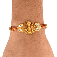 Gold Plated Ganpati Rakhi with Rudraksha Beads for Brother | Spiritual Rakhi Thread | Raksha Bandhan 2025 [RA202]