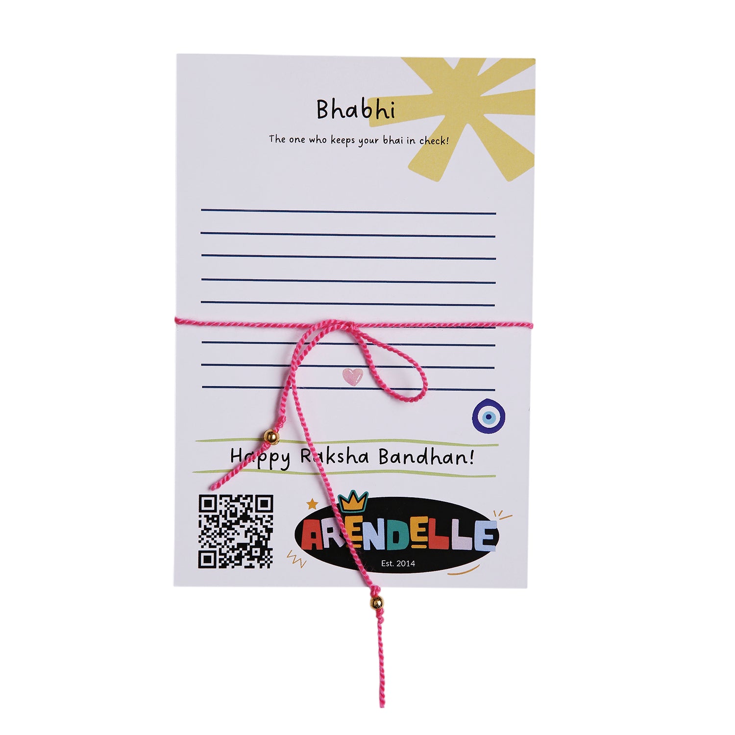 BHABHI Morse Code Rakhi – Color-Coded Beads with Greeting Card – Unique Handmade Raksha Bandhan Gift for Bhabhi [RA236]