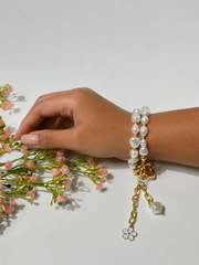 Lumba, Reimagined — Ivory Bloom | 4-in-1 Baroque Pearl Lumba Rakhi
