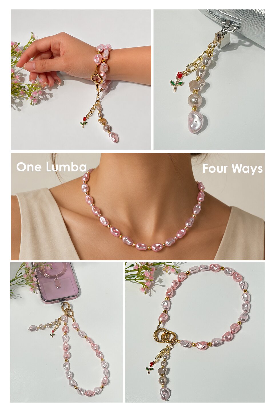 Lumba, Reimagined — Rose Blush | 4-in-1 Baroque Pearl Lumba Rakhi