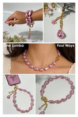 Lumba, Reimagined — Petal Pink | 4-in-1 Baroque Pearl Lumba Rakhi