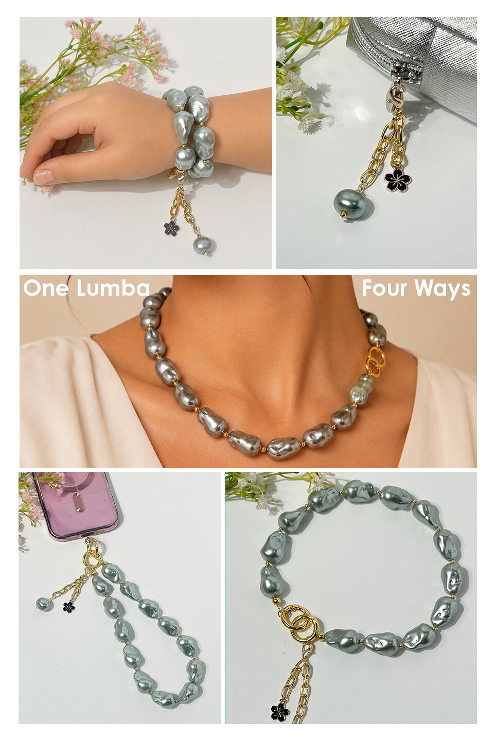 Lumba, Reimagined — Moonstone | 4-in-1 Baroque Pearl Lumba Rakhi