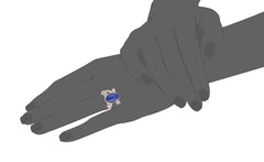 Side view of blue stone ring with clear crystals, Vampire Diaries jewelry