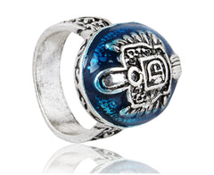 Damon's Daylight Blue Ring Jewelry with intricate silver design and blue enamel, perfect for Vampire Diaries fans