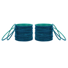 Greenish Blue Velvet Bangles Set of 48 pieces in vibrant teal shade. Perfect for festive wear, available in 16 colors and 7 sizes.