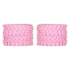 Set of 48 Light Pink Metal Bangle For Girls [TBN070]