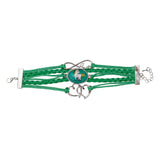 Green Multi-Strand Leather Unicorn Charm Bracelet[ABR019]
