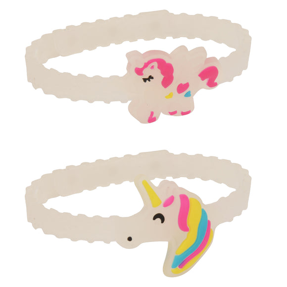 Combo of 2 White Stretch Bands Unicorn Bracelet for Girls [ABR048]