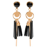 Black and Gold Spike and Tassel Cera Earrings [AER015-a]