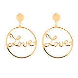 Gold Big Hoop LOVE Earrings [AER021-a]