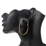 Gold Diamond Studded Loop Lisa Earrings [AER035-a]