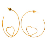 Gold Heart in a Loop Abigail Earrings [AER037-a]