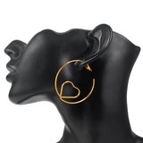 Gold Heart in a Loop Abigail Earrings [AER037-a]