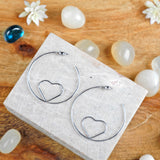 Silver Heart in a Loop Abigail Earrings [AER037-b]